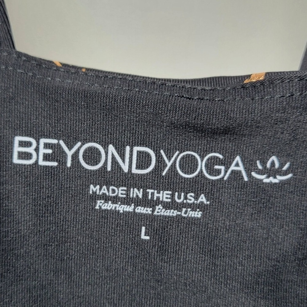 Beyond Yoga Black & Gold Marble One Shoulder Crop Top Large Gym Workout Chic - Picture 7 of 8